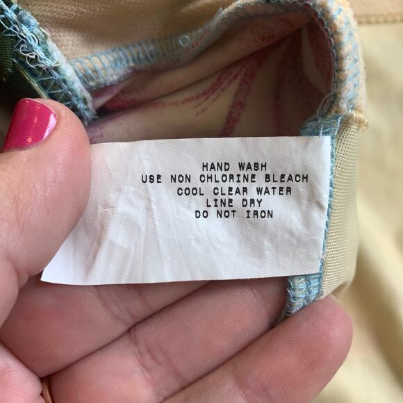 Vintage tropical print red hibiscus flower one piece swim suit Plus Size 16 - Picture 5 of 6